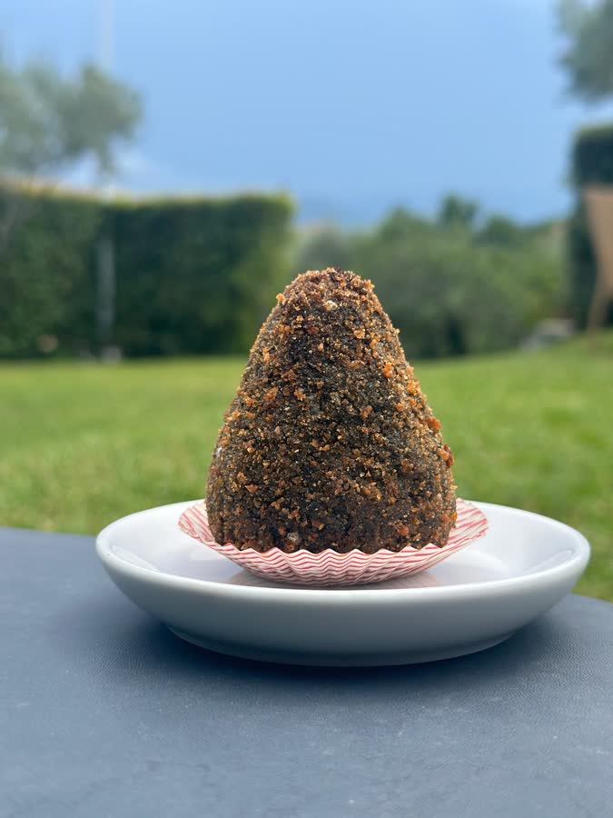 arancino al nero di seppia — Ristorante La Perla, Iapri Food